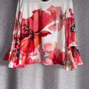 Marc Bouwer Red and Pink Floral Blouse